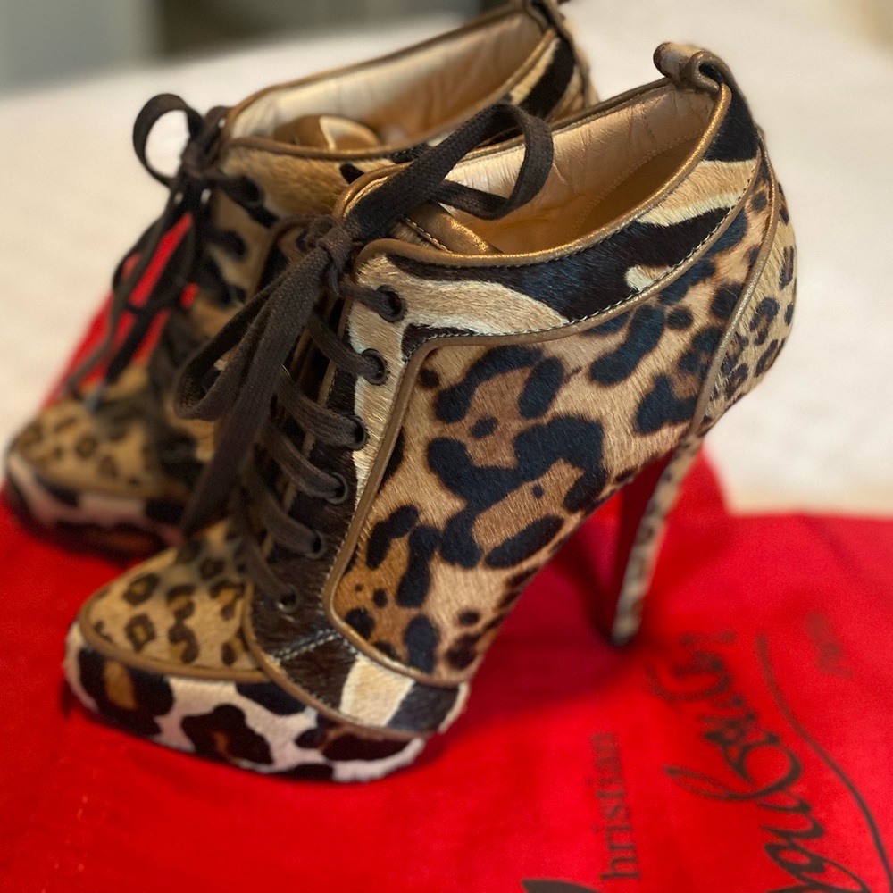 AUTHENTIC Christian Louboutins Leopard Bootie 39.5